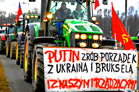 Protesta de grandes agricultores en Varsovia contra el acuerdo de Mercosur y el Green Deal (Pacto Verde)